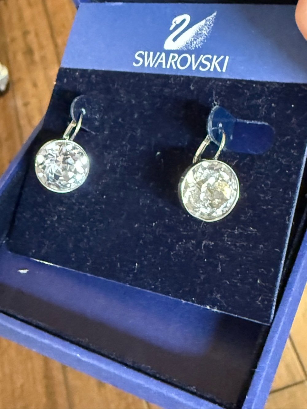 Swarovski Bella Clear Crystal Drop Earrings in Silver
